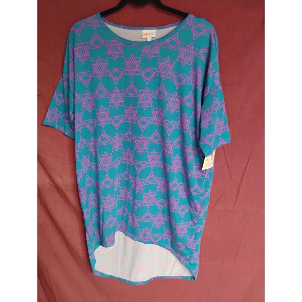 Lularoe High And Low Blue And Purple Top Size Small Shirt Sleeve Irma
